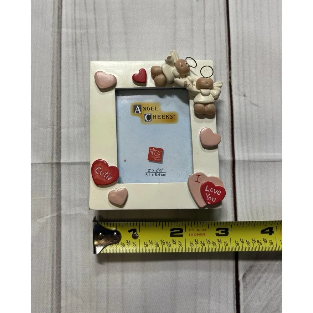 Russ Berrie Angel Cheeks Mini Photo Frame Hearts Valentines Day Love Decor Vtg